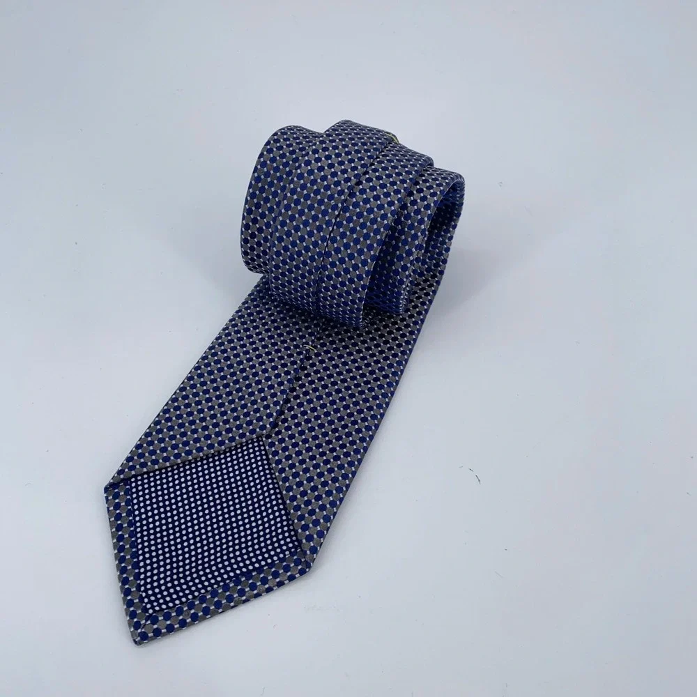 Eton Tie Men One Size Blue Brown Polka Dots Silk Luxury Necktie England Made NWT